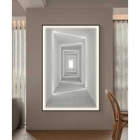 Black Frame 80*120 Cm White 3D Effect Crytsall Porsalein Painting With Led Light